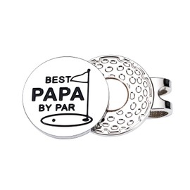 GGOJAGST Best Papa by Par for Men Fathers Day Golf Gifts for Dad Ball Marker with Magnetic Hat Clip from Daughter Son Funny Golf Lover Gift New Dad