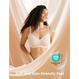 Momcozy Seamless Bra for Women, 3.0 Jelly Strip Lifting Wireless Bra - Comfortable Seamless Bra with Breathable Perforations