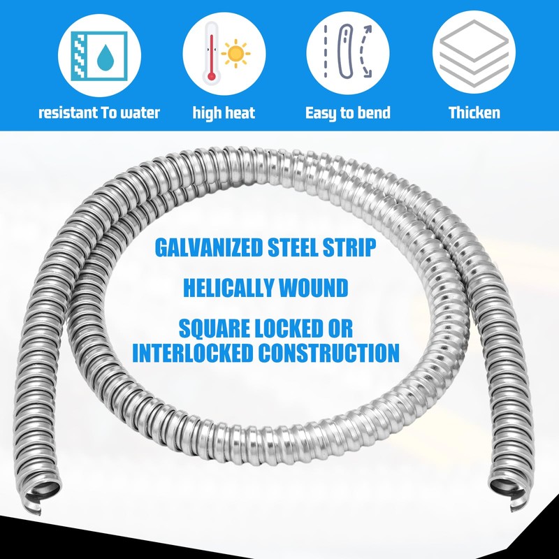 Yaocom 1 Inch Metal Flexible Conduit 50 ft Reduced Wall
