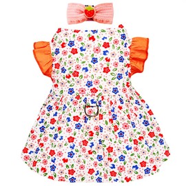 Pet Dog Dress Clothes Puppy Dog Princess Dresses with Bow Hair Clip (Pink M)