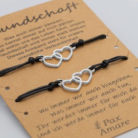 Pax Amare Friendship Bracelets for 2 with Hearts, Yin Yang, Butterfly - Gluck BFF Bracelet for Girls & Women, Large