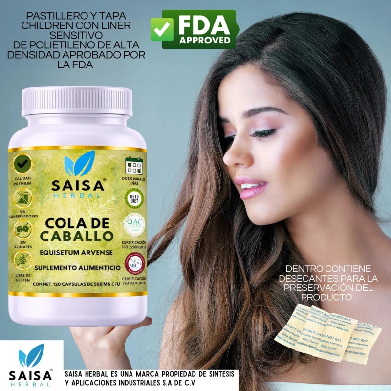 Cola Caballo Orgánica 500 Suplemento Alimenticio Diuretico Natural Retención Liquidos
