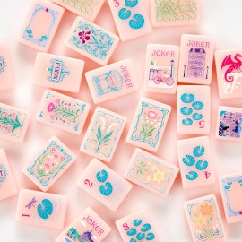 Four-Player Contemporary Mini Portable Style Unisex Stock Customization American Acrylic Mahjong TilesColor: 5-pink