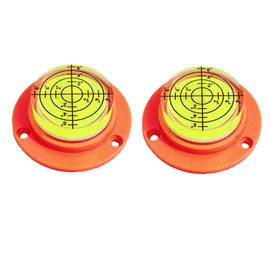 ZUJHPYMI 2Pcs Circular Bubble Levels with Plastic Case Base, Round Spirit Level Measuring Layout Tools Levels, Screw Mounted (50x17mm)