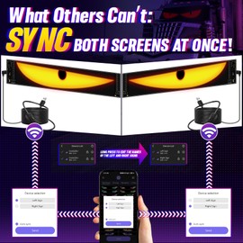 Vanesa Synchronize 2Pcs Led Eyes for Truck Windshield 4.7x23.4 Inch,Sync Flexible Demon Eyes for Car Windshield, Windshield Eyes Animated Led, Programmable Scrolling LED Sign for Business Shop Concert