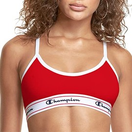 Champion Women's Heritage Bralette, Cotton Stretch Pullover, Moisture Wicking Bra, Single or 2-Pack, Scarlet, 1-Pack, Large
