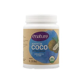 Enature Aceite de Coco Orgánico, Virgen, 1 L. El empaque puede variar