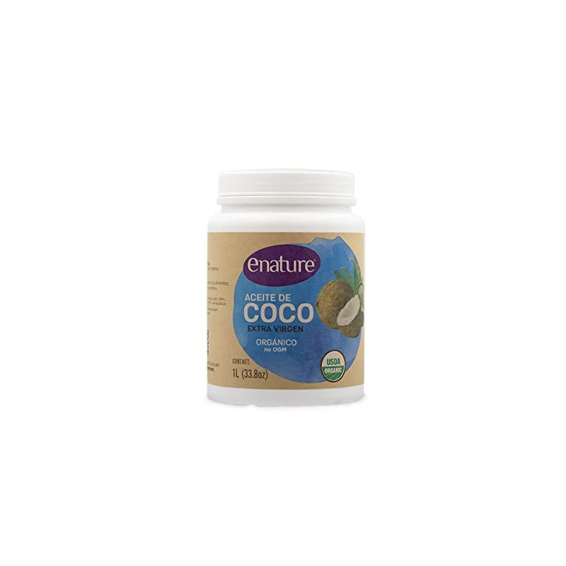 Enature Aceite de Coco Orgánico, Virgen, 1 L. El empaque