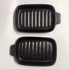 Fish-grilled Ceramics for All Pairs, Set of 2, Black Ceramic