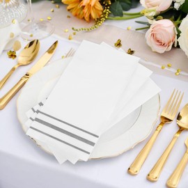 100 Pack Paper Napkins Disposable Hand Towels for Bathroom, Soft Silver Dinner Napkins Disposable Decorative, Paper Guest Towels for Bathroom, Kitchen Wedding Bridal Baby Shower Birthday Party Events