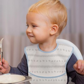 CIVARUA KIDS Mess Proof Baby Bib 3 Pack, Waterproof Led Weaning Baby Feeding Bibs With Food Catcher, Travel Blue Ocean Feeding Bibs for girl boy