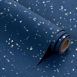 WRAPAHOLIC Navy Blue Wrapping Paper Roll - Mini Roll - 17 Inch x 16.5 Feet - Navy Blue Gold Design with Silky Touch Perfect for Birthday, Wedding, Baby Shower, Holiday