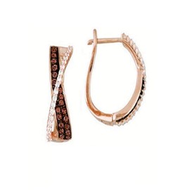 Brandy Diamondorables 18k Rose Gold Silver Chocolate brown Beautiful Crossover Hoop Earrings 1.00 Ctw.