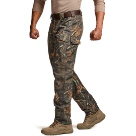 CQR Men's Tactical Pants, Water Resistant Ripstop Cargo Pants, Lightweight EDC Work Hiking Pants, Outdoor Apparel, Duratex Mag Pocket Hunting Camo, 38W x 30L
