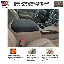 Auto Console Covers- Fits The Chevy Tahoe 2014-2021 Center Console Armrest Lid Cover Fleece Fabric-Black
