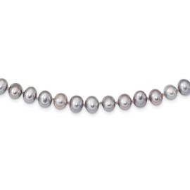Chain Necklace White Sterling Silver Pearl Freshwater Grey 20 in