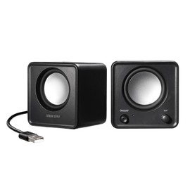 Sanwa Supply MM-SPU21BK PC Speaker, USB Powered, Compact, 6W, Passive Radiator, Power Button, Black