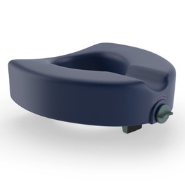 Medline Elevated Locking Toilet Seat, No Arms, 5-Inch Height, Enhanced with Microban Antimicrobial Protection, 350 lb Weight Capacity, Blue - Secure & Comfortable, Easy Installation