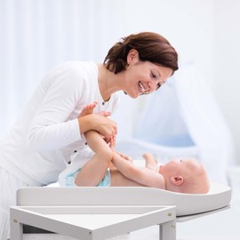 XJD Corner Baby Changing Table with 2 Storage Drawers Changing Table with Pad Diaper Changing Station(White)