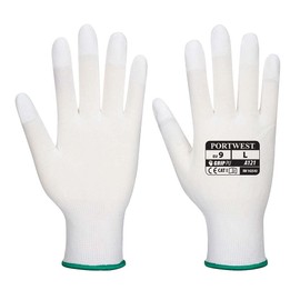 Portwest PU Fingertip Glove, Size: M, Colour: White, A121WHRM