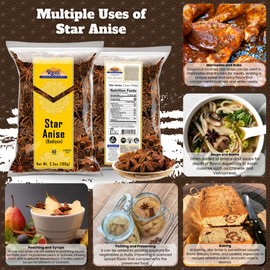 Rani Star Anise Seeds, Whole Pods (Badian Khatai) Spice 3.5oz (100g) ~ All Natural | Gluten Friendly | NON-GMO | Kosher | Vegan | Whole Chinese Anise Star Pods Sun Dried Spice, Anis Estrella / Illicium Verum, Widely Used for Baking, Drinks, Cooking, and Tea