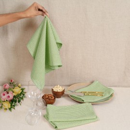 Native Fab Houndstooth Vintage Cloth Dinner Napkins Set of 12 Cotton 18x18 Soft Absorbent Restaurant Hotel Quality - Everyday Easy Care Washable Wedding Dinner Napkins Bulk - Lemon Green