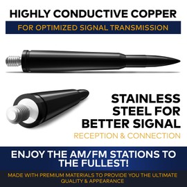 Bullet Style Antenna Mast for Mitsubishi Lancer 2003-2007, Black Automotive Antenna Replacement for Cars, Trucks & SUV - AM FM Radio Compatible Car & Truck Exterior Accessories for Men & Women 4.25''