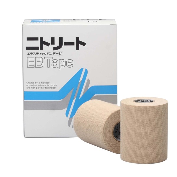 Nitoms EB-75 EB Tape, Sports Tape, Multi-Roll Pack, Elastic, Thick, Firm Fixation, Injuries, Peel and Off, No Excessive Pressure, Beige, Width 3.0 inches (75 mm) x Length 13.1 ft (4 m) (Stretch), 4 Rolls