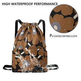 RisePlus Drawstring Gym Bag Waterproof ， Large Foldable Drawstring Backpack for Men Women Kids ， Printed Sports Sack Bag for Swimming, Travel, Fitness, Yoga, Shopping ， Multi-Pocket Rucksack
