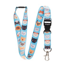 Lanyard Strap Multi-Coloured with Safety Clasp and Swivel Carabiner Hook