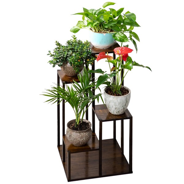 Bamboo 6 Tier 7 Potted Plant Stand Rack Multiple Flower