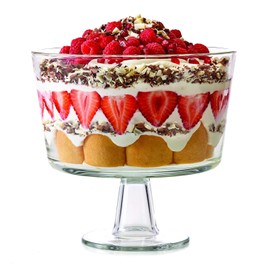Royalty Art European Trifle Bowl with Pedestal - Luxurious Crystal-Clear Glass Dessert and Cake Stand, X-Quart - Made in Italy - Ideal for Displaying Pastries, Elegant for Weddings and Holidays