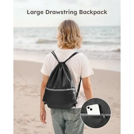 Kookoomia 6 Set Compression Packing Cubes for Travel, Versatile Drawstring Backpack, Lightweight Luggage Organizer Bags, Sturdy Travel Accessories for Suitcase, Black