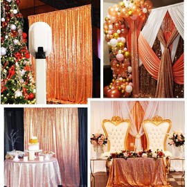 Poise3EHome Rose Gold Sequin Backdrop,8FT x 10FT Sequin Photography Backdrop Curtain for Party Decoration
