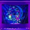 Astronaut Pattern Fluorescent Tapestry, Dark Themed Light Tapestry, Cool Milky