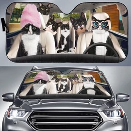 Cute cat Driver car Front Window Windshield Sunshade, car Sunshade 57x27.5 inches