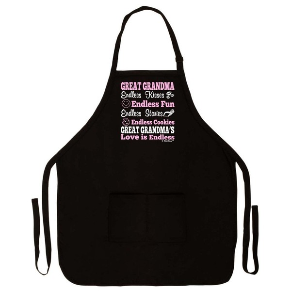 Great Grandma's Love is Endless Apron for Kitchen Two Pocket Apron Black