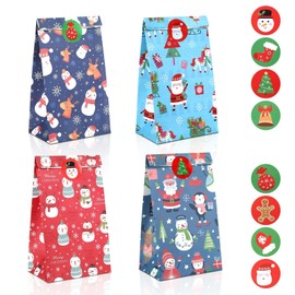 GWHOLE Bolsas de Navidad de Regalo Envueltas 12 Piezas 4 Diseños Navideños con 18 Pcs Etiquetas de Regalo