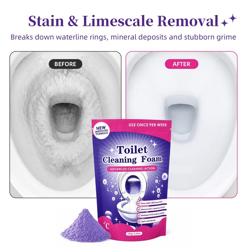 Toilet Cleaning Foam Powder, Toilet Bowl Cleaner for Limescale, 3.52