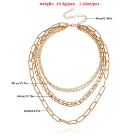 CYWQ Multilayer Necklace for Women Gold Plated Paper Clip Chain Silver Tone Choker Necklace Rope Ball Chains Punk Jewelry, Zinc, No Gemstone