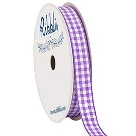 Ribbli Purple and White Gingham Ribbon,100% Polyester Woven Edge,3/8 Inch x 10 Yard,Plaid Ribbon Use for Gift Wrapping,Party Decoration