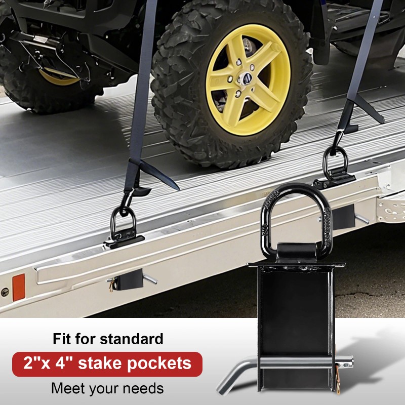 Trailer Stake Pocket D Ring 2PCS 18000lbs Removable Adjustable D-Ring
