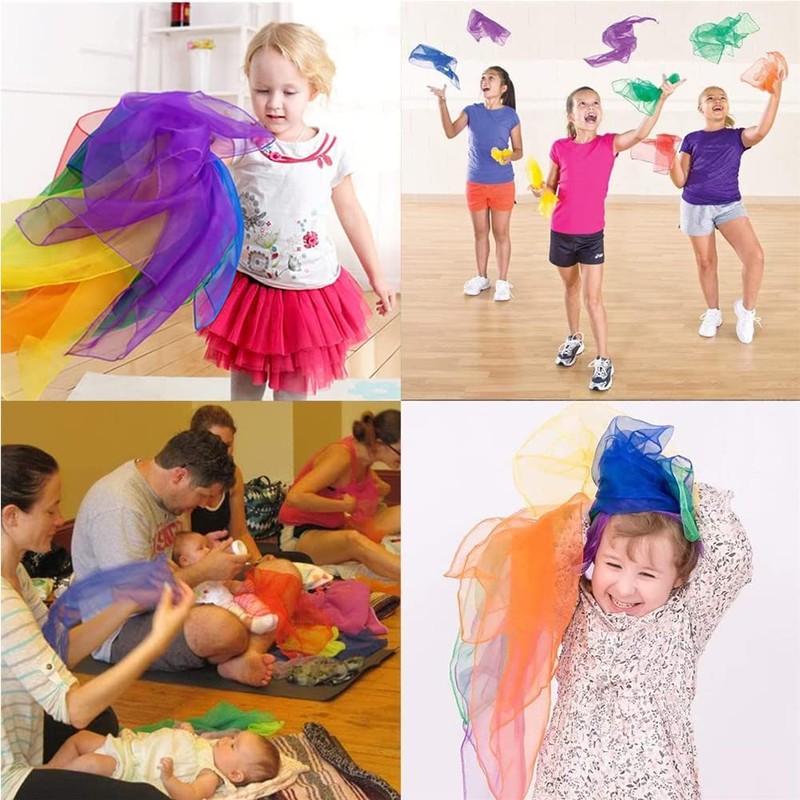 Samcos Chiffon Juggling Silk Scarves 10 Colors 20 Pieces Kindergarten