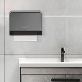 DUTYWORKS Paper Towel Dispenser Wall Mounted,Commercial Multifold Hand Towel Holder Napkin Dispenser for Kitchen Bathroom Home,Trifold/C Fold/Z Fold Napkin Dispenser, Abs Plastic Non-Slip Black