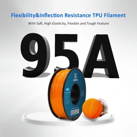 GEEETECH Orange TPU Filament 1.75mm Flexible 3D Printer Filament 95A Soft 3D Printing Filament 1Kg(2.2lbs), High Accuracy +/-0.02mm, Fits for Most 3D Printer, TPU Orange