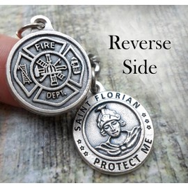 St. Florian Necklace, Keychain or Clip, Patron Saint of Firefighters, Fireman Protection Gift, Crystal Pendant and Initial Charm