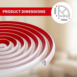 Flexible Quarter Round Molding Bendable, Mini Peel and Stick Rubber Trim Molding for Wall Edge Floor Corner,Staircase Cabinet Tub Edge (White, 118Inch)