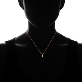 Ice Gems Collar solitario redondo de plata de ley con destellos de oro rosa auténtico, creado y simulado de 5 mm, Metal, citrina