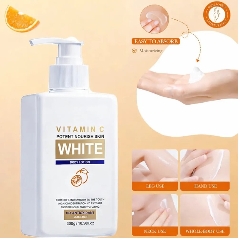 Crema Corporal Con Vitamina C White 300g Cosmetitodo Naranja