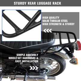 CHIFUN Luggage Rack Rear Cargo Rack Replacement for Kawasaki W800 2020-2023 W800 ABS 2024 2025 W800 Cafe 2019-2020 Black Steel Motorcycle Luggage Shelf Bracket
